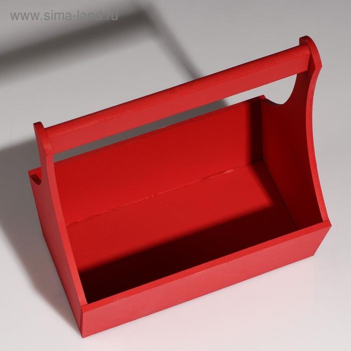 Кашпо деревянное  Кашпо деревянное "Виллиан Лонг", с ручкой, красный, 25×12,5×10(28) см