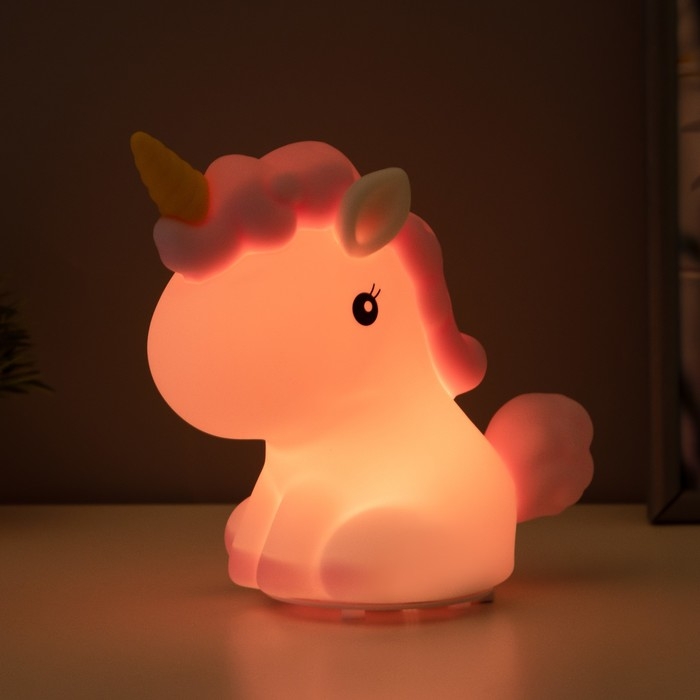Ночник-мякиш Ночник-мякиш "Антистресс единорог" LED бело-фиолетовый 18х10х16 см