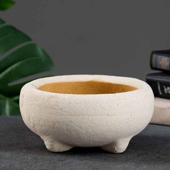 Фигурное кашпо  Фигурное кашпо "Плошка" слоновая кость, 1л / 19х8х19см