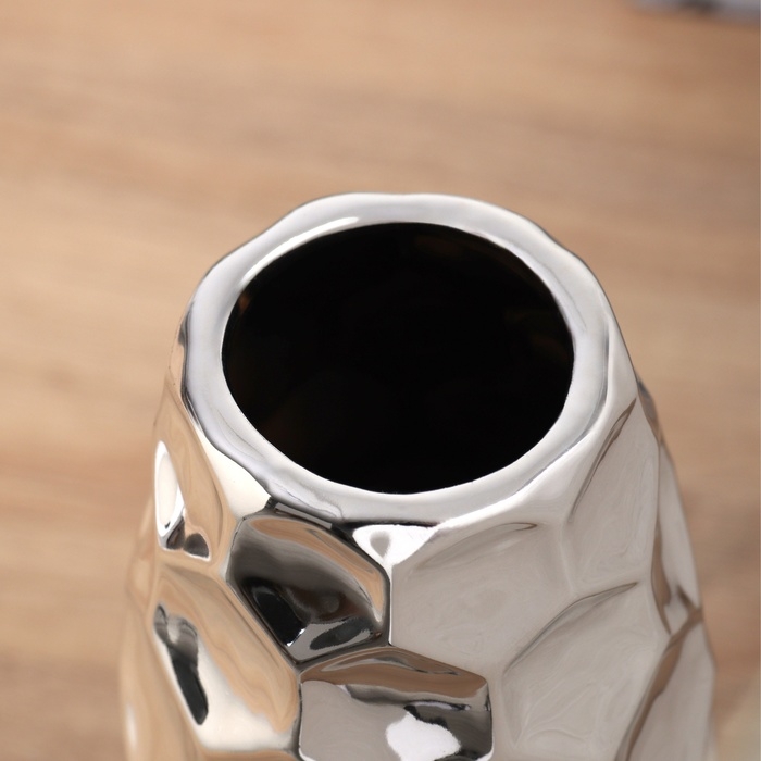 Ваза керамика настольная Ваза керамика настольная "Дарио" соты, d-5см, 21х7 см, серебро