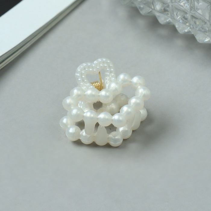 Краб для волос Краб для волос "Авена" (набор 6 шт) сердце, 2,5 см, белый