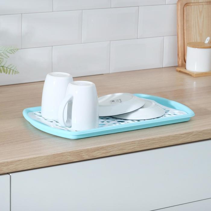 Поднос с вкладышем для сушки посуды, 40×24 см, цвет МИКС
