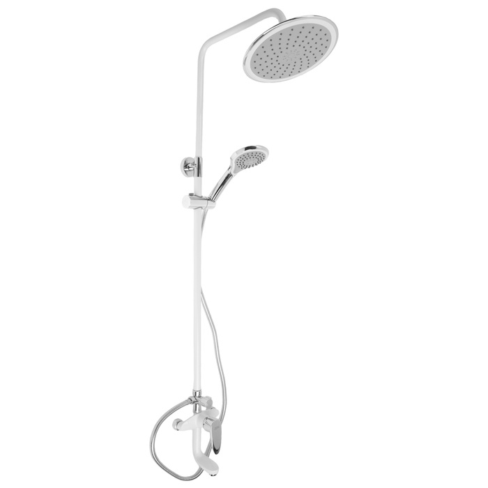 Душевая система ZEIN Z1012, смеситель, тропическая и ручная лейка, латунь, белый/хром Душевая система ZEIN Z1012, смеситель, тропическая и ручная лейка, латунь, белый/хром