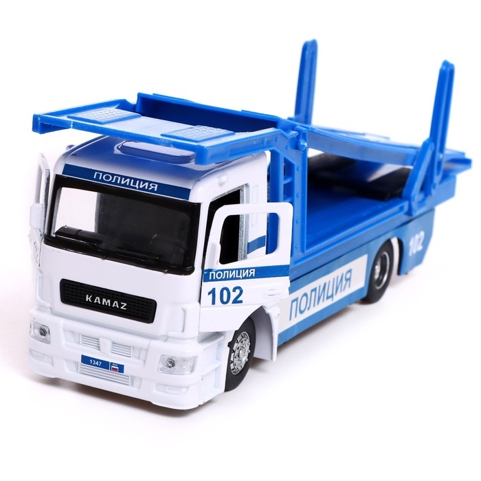 Машина металлическая KAMAZ «Автовоз полиция», 20см, подвижные детали, свет, звук Машина металлическая KAMAZ «Автовоз полиция», 20см, подвижные детали, свет, звук