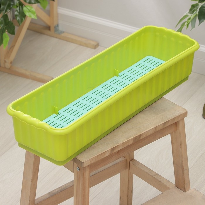 Ящик для цветов с дренажной решёткой, 9.5 л, цвет МИКС Ящик для цветов с дренажной решёткой, 9.5 л, цвет МИКС