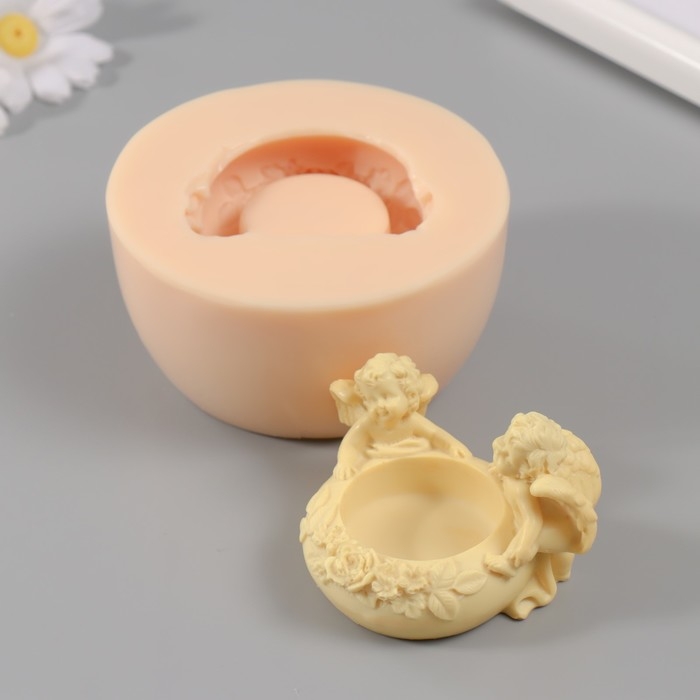 Молд силикон Молд силикон "Подсвечник Ангелочек" 5,5х9х7 см МИКС