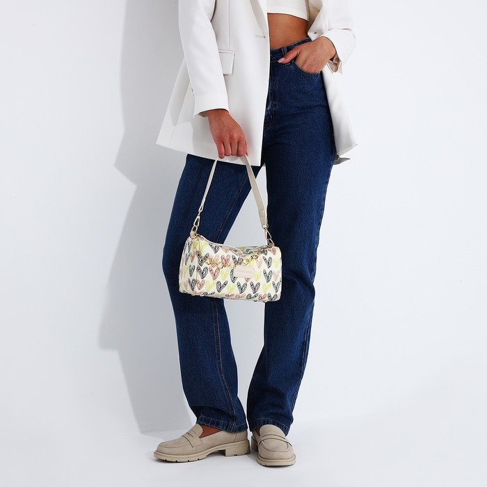 Сумка кросс-боди на молнии, цвет бежевый/разноцветный Сумка кросс-боди на молнии, цвет бежевый/разноцветный