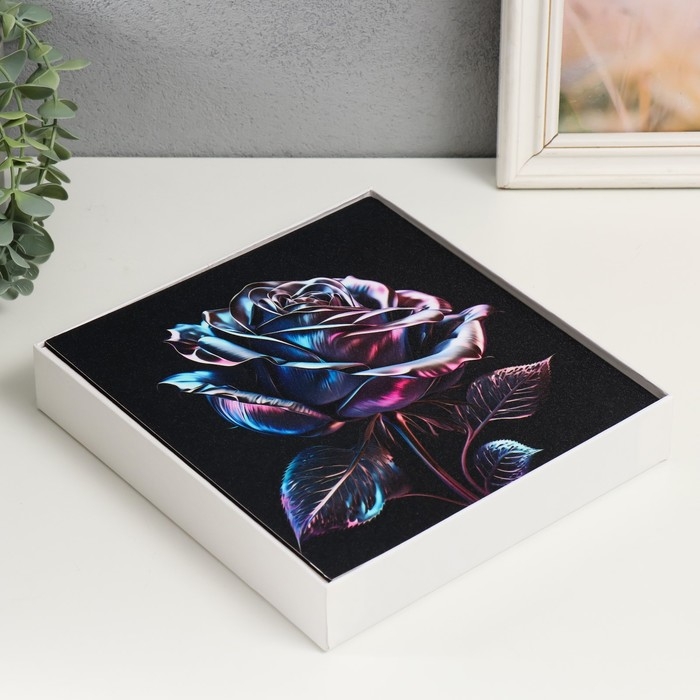 Фотоальбом на 100 фото 10х15 см Фотоальбом на 100 фото 10х15 см "Роза в неоновых лучах" дерево, блеск 4х22,5х21,5 см