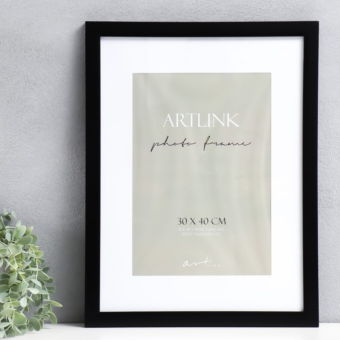 Фоторамка пластик Фоторамка пластик "Gloria" 30х40 см, с паспарту, чёрный