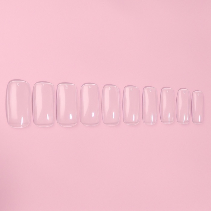 Типсы для наращивания ногтей, 500 шт, форма мягкий квадрат, 10 размеров, цвет прозрачный