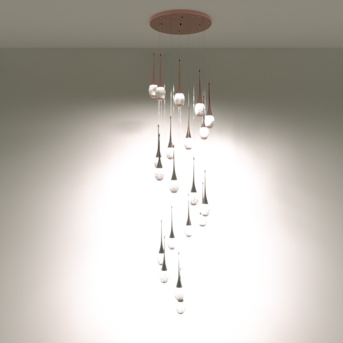 Светильник-каскад Светильник-каскад "Беллис" 20хLED 60Вт 3000K золото 50х50х250см BayerLux