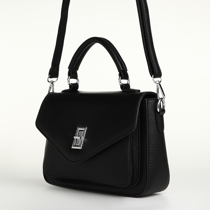 Сумка женская на клапане TEXTURA, маленький размер, цвет чёрный Сумка женская на клапане TEXTURA, маленький размер, цвет чёрный