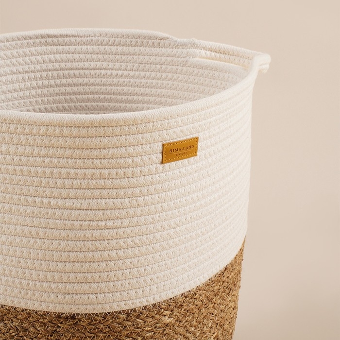 Корзина для белья плетеная круглая SL Home Orden, хлопок, гиацинт, 35×40 см Корзина для белья плетеная круглая SL Home Orden, хлопок, гиацинт, 35×40 см