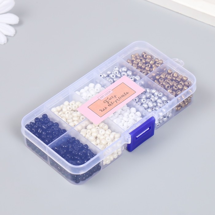 Бисер стекло 6/0 в шкатулке 10 делений  Бисер стекло 6/0 в шкатулке 10 делений "Классика" 1 деление=10 гр 12,8х6,5х2,2 см