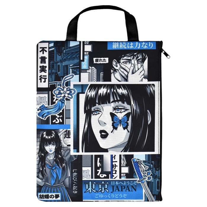 Папка для тетрадей А4, 330 х 250 х 10 мм, молнии сверху, с ручкой, текстильная, Феникс+ Папка для тетрадей А4, 330 х 250 х 10 мм, молнии сверху, с ручкой, текстильная, Феникс+ "Девушка"