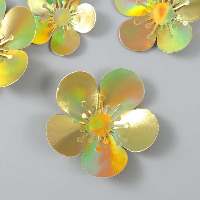 Наклейка бумага Наклейка бумага "Цветок. Золотая голография" набор 6 шт 13х12,3х0,6 см