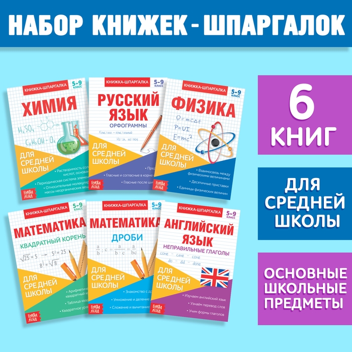 Книги-шпаргалки набор для средней школы, 8 стр. Книги-шпаргалки набор для средней школы, 8 стр.