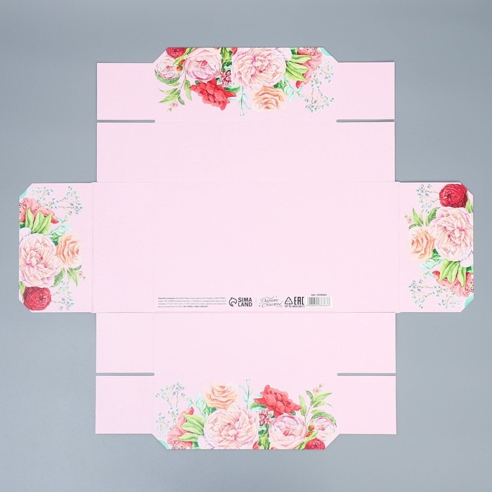 Коробка подарочная складная, упаковка, «Цветы», 21 х 15 х 7 см