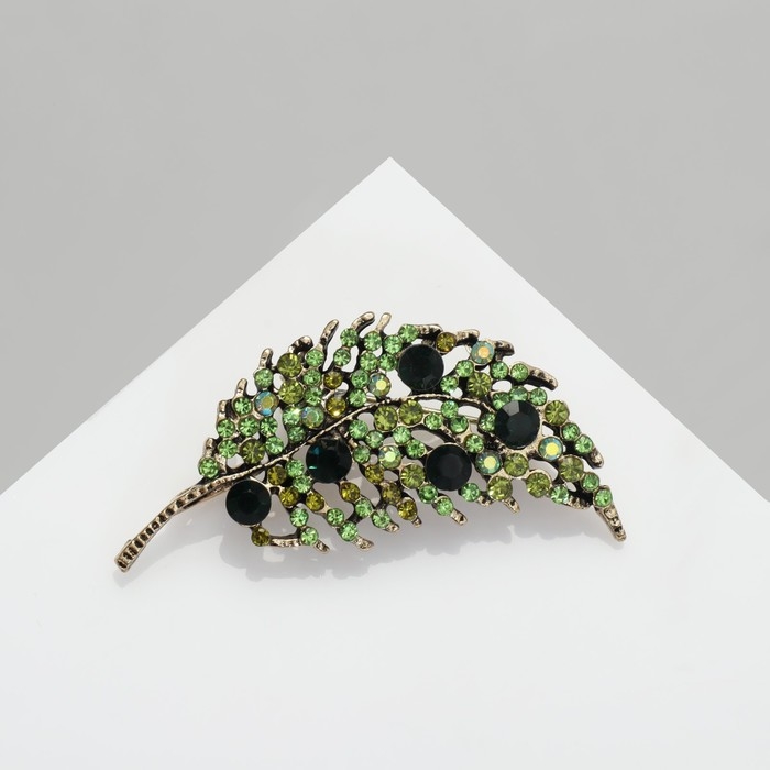 Брошь «Листочек», цвет зелёный в золоте Брошь «Листочек», цвет зелёный в золоте