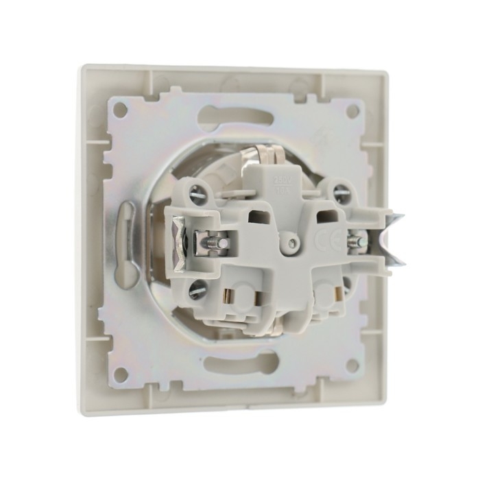 Розетка одноместная Luazon Lighting  Розетка одноместная Luazon Lighting "Антей", 16 А, скрытая, с з/к, серебристая