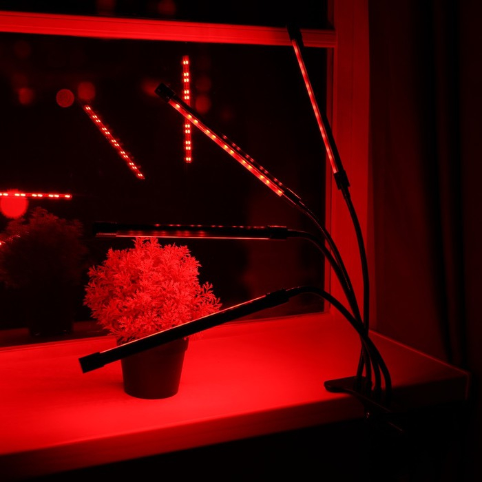 Фитосветильник светодиодный, 36 Вт, 250 мм, IP66, 5 В, USB, биколорный, прищепка, с таймером Фитосветильник светодиодный, 36 Вт, 250 мм, IP66, 5 В, USB, биколорный, прищепка, с таймером