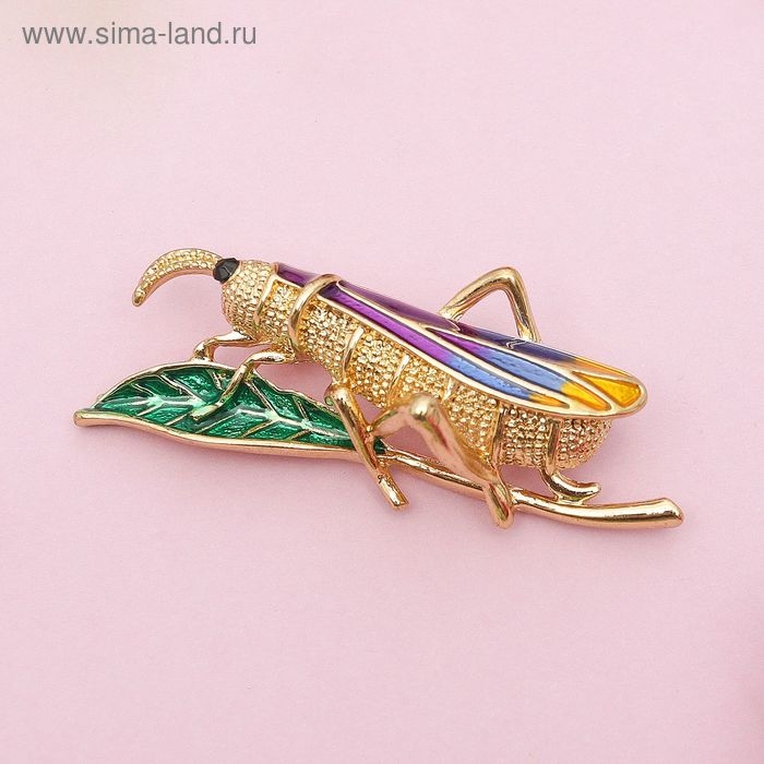 Брошь «Кузнечик», цветная в золоте Брошь «Кузнечик», цветная в золоте