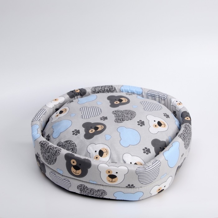 Лежанка круглая LOWCOST СТМ-30, 40 х 40 х 12, поплин,  Лежанка круглая LOWCOST СТМ-30, 40 х 40 х 12, поплин, "медведи"