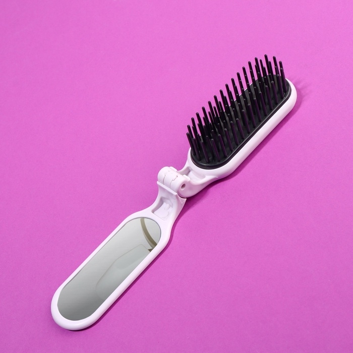 Расчёска массажная, складная, с зеркалом, 3 × 10 см, цвет пыльно-розовый Расчёска массажная, складная, с зеркалом, 3 × 10 см, цвет пыльно-розовый