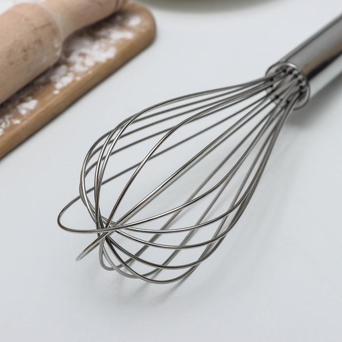 Венчик для взбивания KONFINETTA «Сильвер», струна 1,3 мм, 30×8×8 см, цвет серебристый Венчик для взбивания KONFINETTA «Сильвер», струна 1,3 мм, 30×8×8 см, цвет серебристый