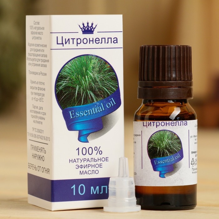 Эфирное масло  Эфирное масло "Цитронелла", флакон-капельница, аннотация, репеллент 10 мл