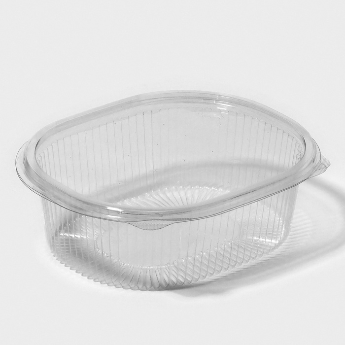 Контейнер пластиковый одноразовый с неразъёмной крышкой ПР-РКС-1000, 1 л, 17,5×14,9×7,9 см, 10 шт/уп, цвет прозрачный