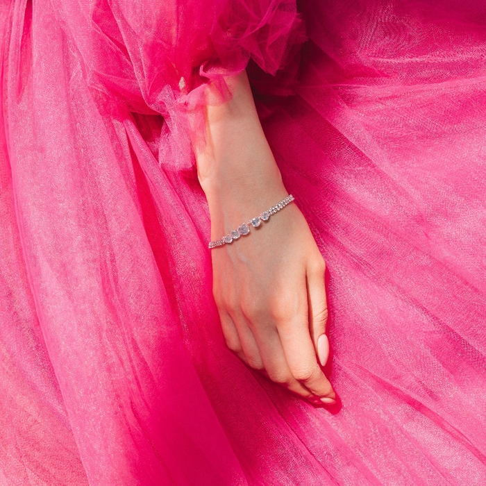 Браслет со стразами «Циркон» изыск, дорожка, цвет белый в серебре, 15см Браслет со стразами «Циркон» изыск, дорожка, цвет белый в серебре, 15см