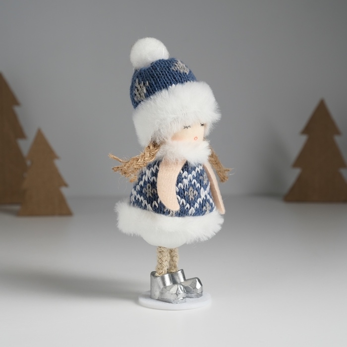 Кукла интерьерная Кукла интерьерная "Девочка в вязанной шубке" 6х6х14 см