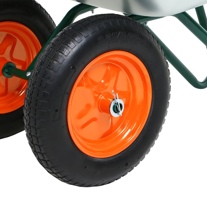 Тачка садовая, 2 пневмоколеса, груз/п 180 кг, объём 65 л, оцинкованный кузов 0,6 мм, Greengo Тачка садовая, 2 пневмоколеса, груз/п 180 кг, объём 65 л, оцинкованный кузов 0,6 мм, Greengo