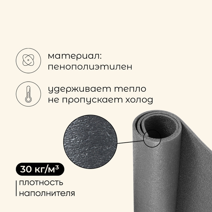 Коврик туристический maclay, 180х60х1 см, цвет серый Коврик туристический maclay, 180х60х1 см, цвет серый