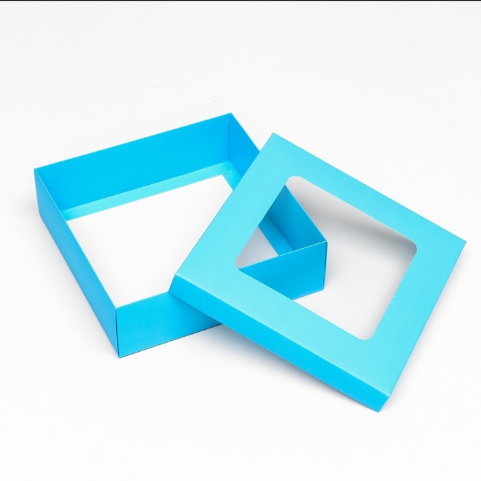 Коробка подарочная складная, упаковка, крышка-дно, бирюзовая, с окном 20 х 20 х 6 см Коробка подарочная складная, упаковка, крышка-дно, бирюзовая, с окном 20 х 20 х 6 см