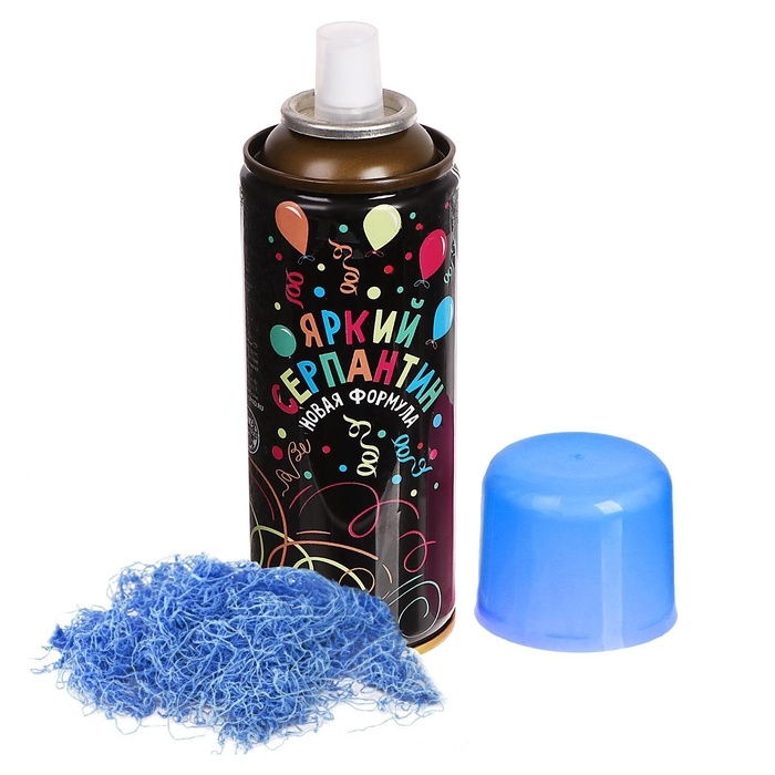 Спрей для новогоднего декора «Серпантин», 250 мл., цвет синий, на новый год