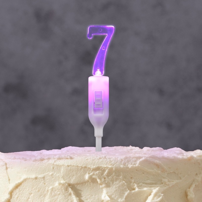 Светодиодная свеча  Светодиодная свеча "Цифра 7", 14.5 см, от батареек LR1130х3 (в комплекте), свечение мульти (RGB)