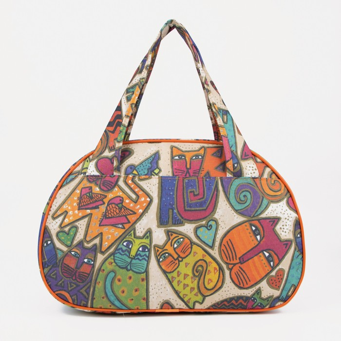 Сумка дорожная женская на молнии, наружный карман, цвет разноцветный/оранжевый Сумка дорожная женская на молнии, наружный карман, цвет разноцветный/оранжевый