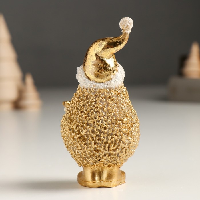 Сувенир полистоун  Сувенир полистоун "Золотой ёжик в новогоднем колпаке, со звёздочкой" МИКС 4,5х5х11 см