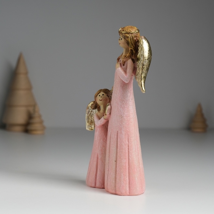 Сувенир полистоун Сувенир полистоун "Ангел с ангелочком в розовых платьях" 6,5х4х15,5 см
