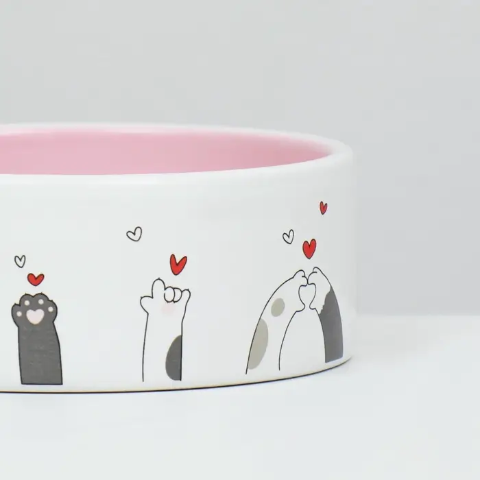 Миска &laquo;Любовь и коты&raquo;, 300 мл, 12.5&times;12.5&times;4.5 см, керамика, розовая, белая