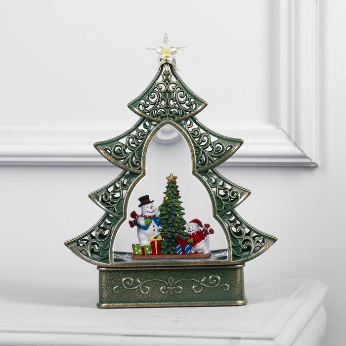 Светодиодная фигура «Ёлка со снеговиками» 23 × 29 × 9.5 см, пластик, батарейки ААх3 (не в комплекте), USB, свечение тёплое белое Светодиодная фигура «Ёлка со снеговиками» 23 × 29 × 9.5 см, пластик, батарейки ААх3 (не в комплекте), USB, свечение тёплое белое