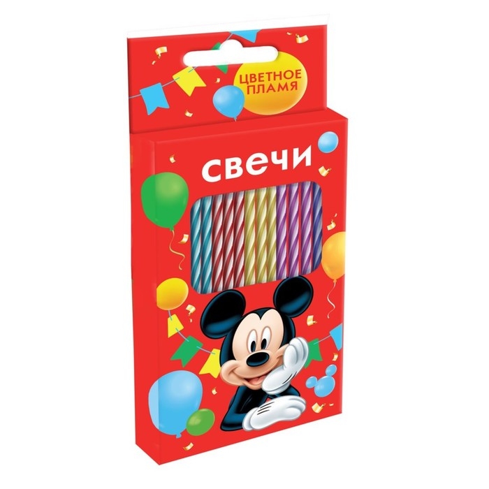 Набор свечей в торт 6 штук, с цветным пламенем, Микки Маус Набор свечей в торт 6 штук, с цветным пламенем, Микки Маус