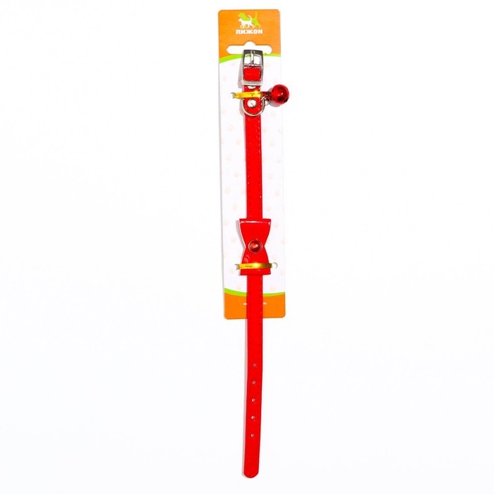 Ошейник Ошейник "Сияние" с бусиной и бубенчиком, 29 х 1 см, ОШ 21-26, красный