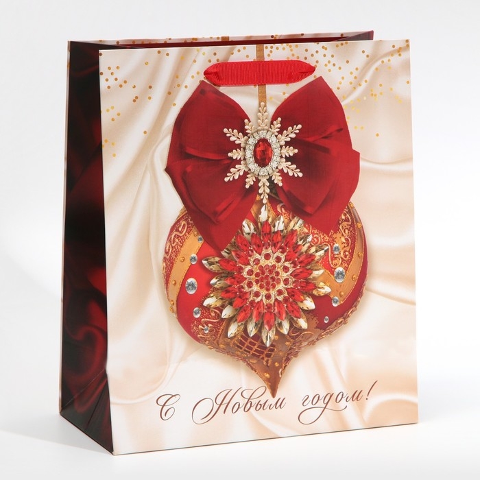 Пакет подарочный новогодний ламинированный «Драгоценности», ML 23 х 27 х 11,5 см, Новый год Пакет подарочный новогодний ламинированный «Драгоценности», ML 23 х 27 х 11,5 см, Новый год