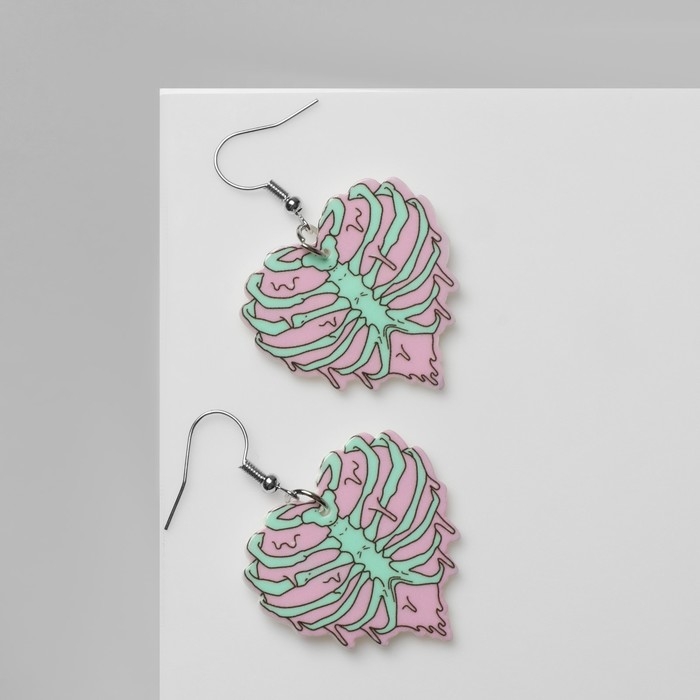 Серьги акрил «Сердце» анатомия, цвет зелёно-сиреневый Серьги акрил «Сердце» анатомия, цвет зелёно-сиреневый