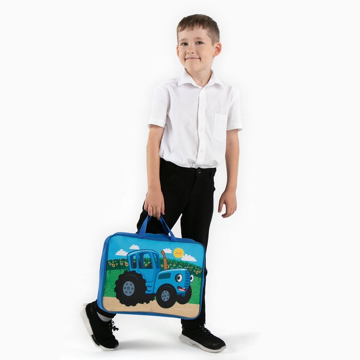 Папка с ручками текстильная А4, 350х270х100 мм, Синий трактор Папка с ручками текстильная А4, 350х270х100 мм, Синий трактор