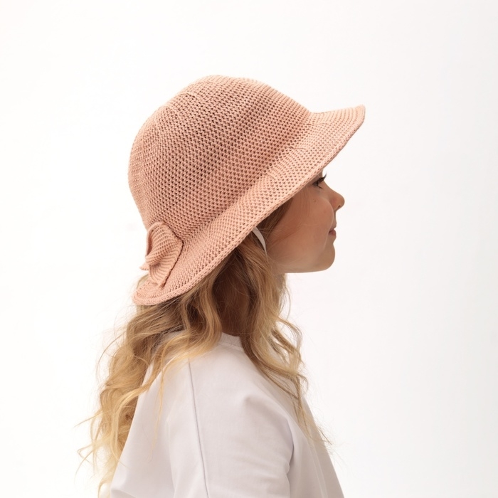 Шляпа для девочки MINAKU с бантом, цвет розовый, р-р 50-52 Шляпа для девочки MINAKU с бантом, цвет розовый, р-р 50-52