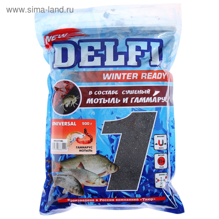 Прикормка зимняя увлажненная DELFI ICE Ready, универсальная, гаммарус/мотыль, 500 г Прикормка зимняя увлажненная DELFI ICE Ready, универсальная, гаммарус/мотыль, 500 г